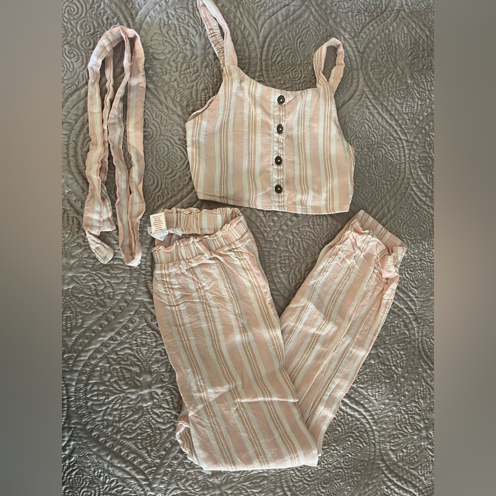 Jana Girl Striped Peach and White Outfit Size 10